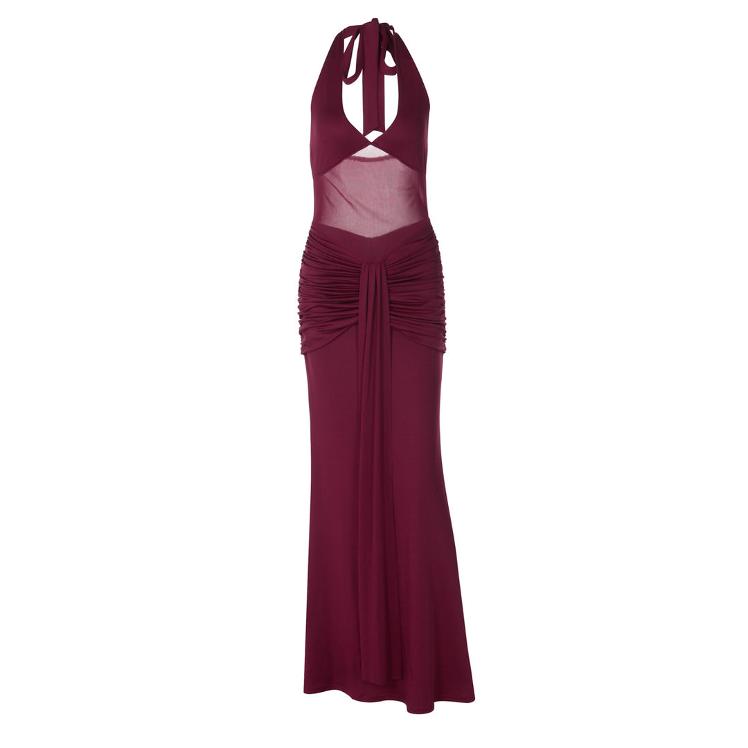 Damen elegantes Maxikleid mit raffinierten Raffungselementen EB