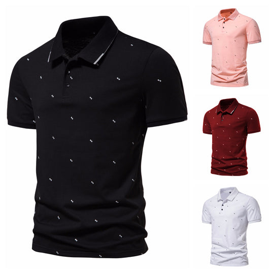 Herren Polohemd mit modischem Druck und hochwertigem Baumwollmaterial EB
