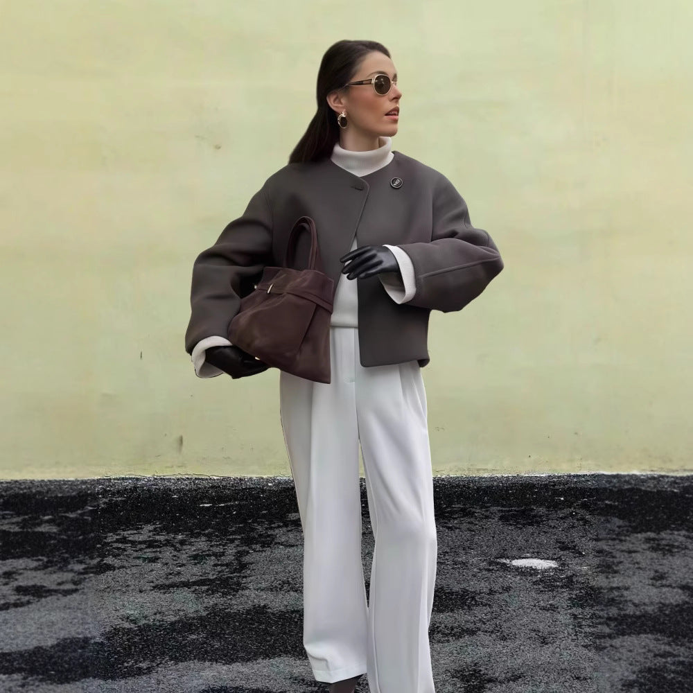 Damen Schulterjacke mit voluminösen Ärmeln und schickem Schnitt EB