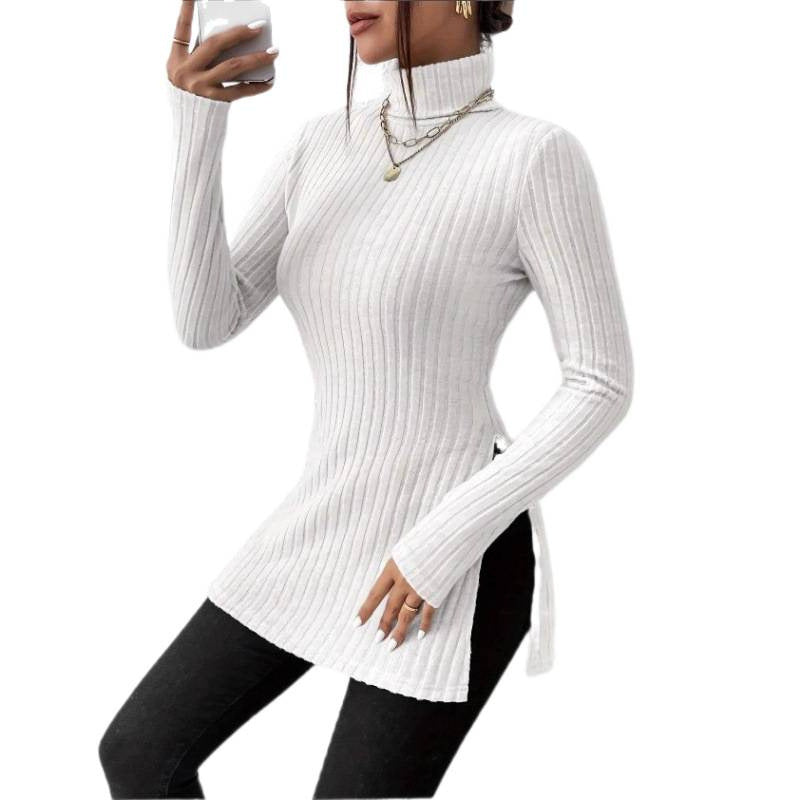 Damen Modischer Rollkragenpullover mit angesagter Rippstruktur EB