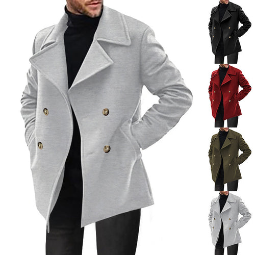 Herren Designer Wollmantel mit doppelter Knopfleiste EB