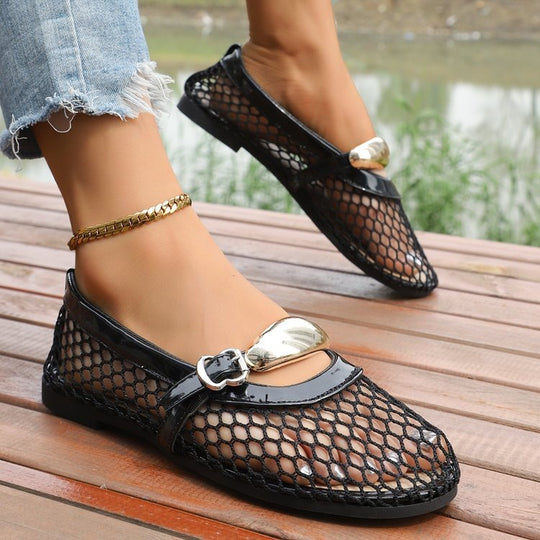 Damen Elegante und luftige Netz-Slipper EB