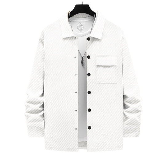 Herren modische Overshirt-Jacke mit strukturierter Oberfläche und praktischer Brusttasche EB