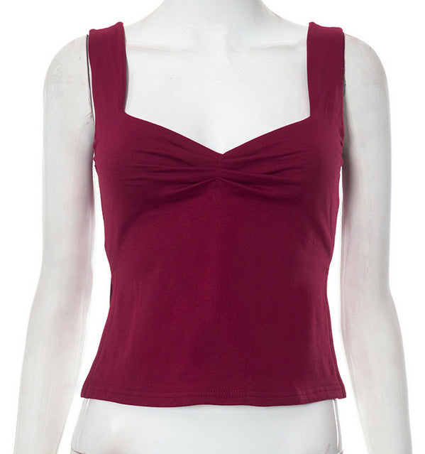 Damen Crop-Top mit gerafftem Detail und quadratischem Ausschnitt EB