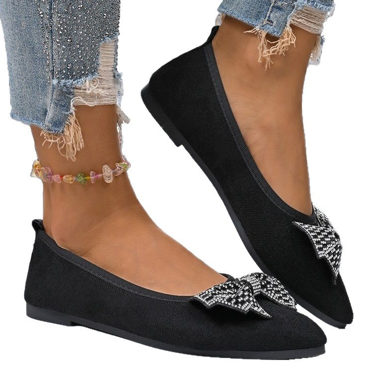 Damen Ballerinas mit funkelnden Strass-Schleifen EB