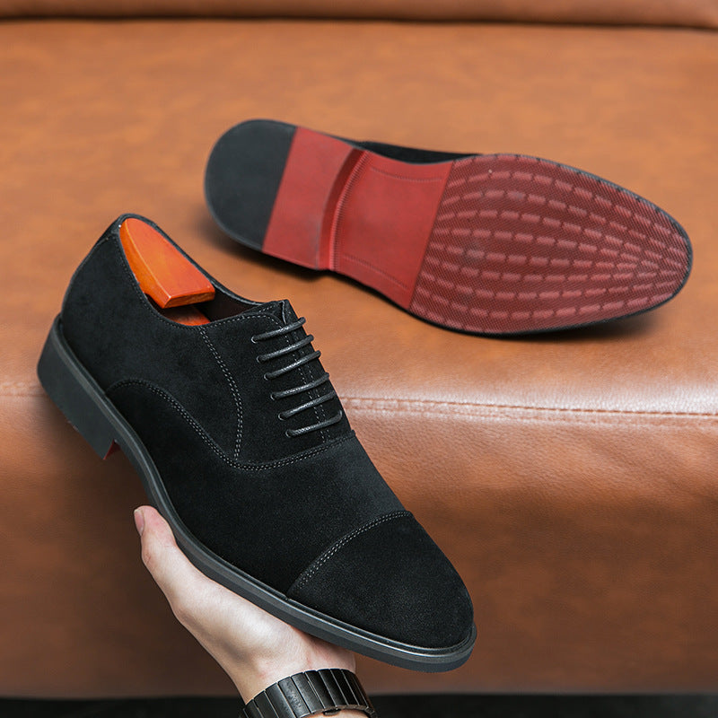 Herren elegante Veloursleder Oxford-Halbschuhe mit Kaptoefen-Detail, gepolstertem Komfortfußbett und rutschfester Gummisohle EB