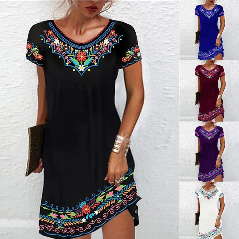 Damen Verspieltes Sommerkleid mit Blumenmuster EB