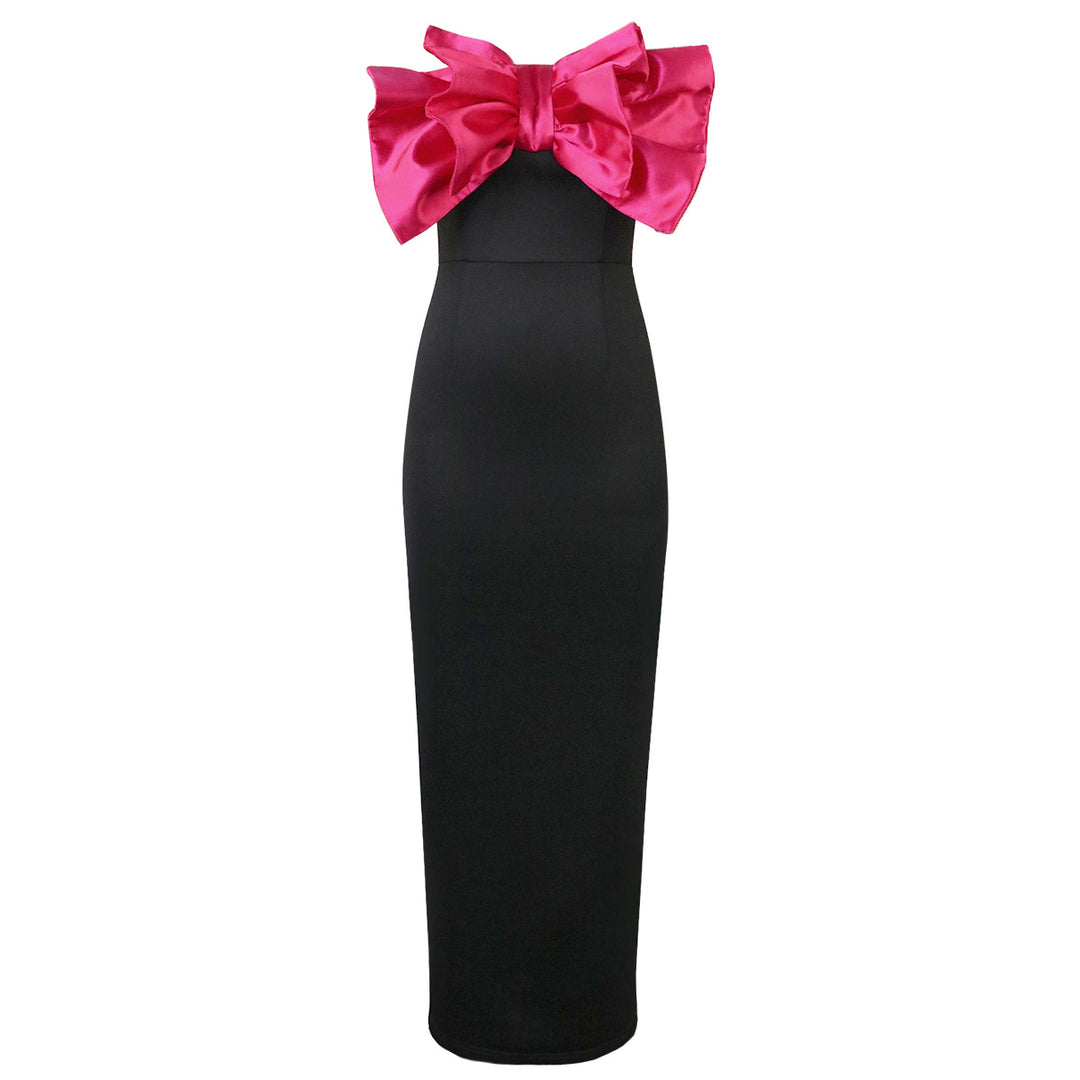 Damen Elegantes Maxikleid mit übergroßem Schleifen-Design EB