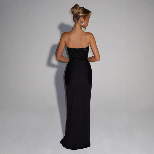 Damen Strapless Glamour- Abendkleid mit drapierter Taille EB