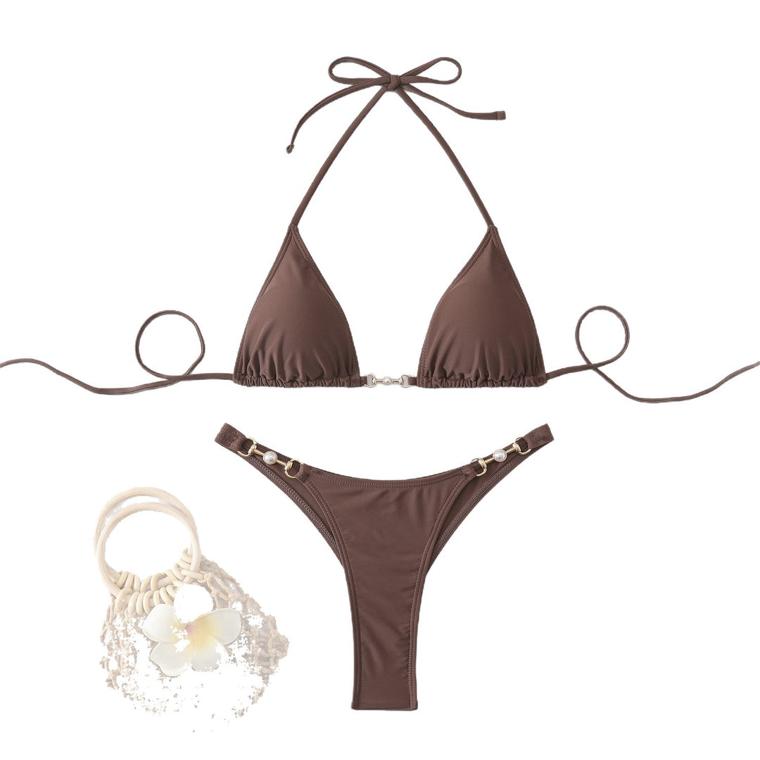 Damen Triangel-Bikini mit elegantem Goldakzent EB