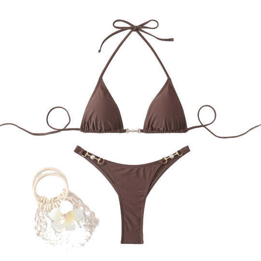 Damen Triangel-Bikini mit elegantem Goldakzent EB