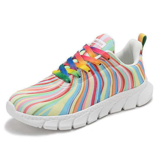 Damen nan leichter Muster-Sneaker mit elastischem Canvas-Obermaterial, gepolsterter Fersenstütze und segmentierter Flexlaufsohle EB