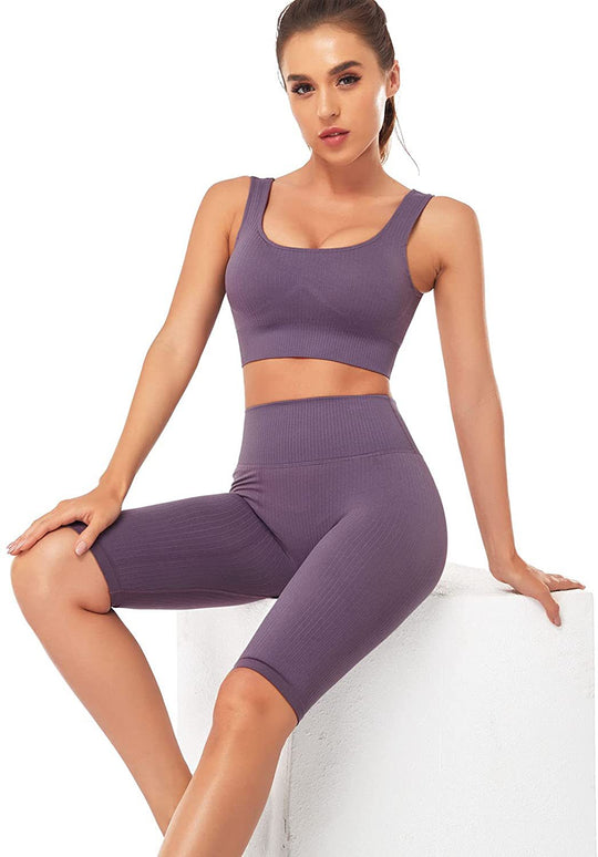Damen Sportliches Wellness-Set mit Crop Top und Radlerhose EB