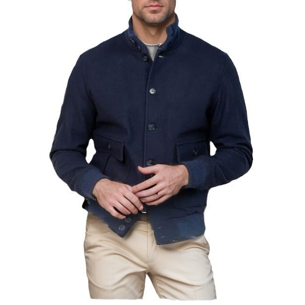 Herren modische Übergangsjacke mit praktischem Stehkragen und funktionalen Reißverschlusstaschen EB