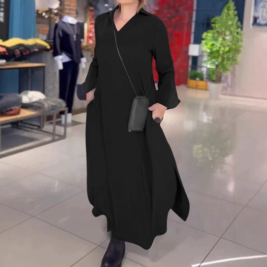 Damen lässiges Hemdkleid mit innovativem seitlichem Schlitz EB