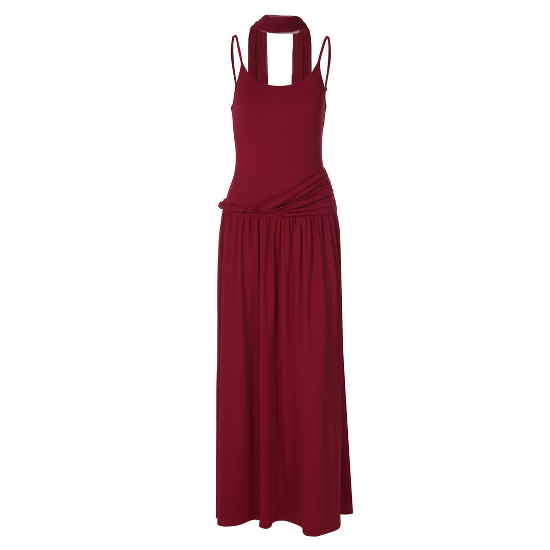 Damen Haltermaxikleid mit elegantem Schnitt und praktischen Raffungselementen EB