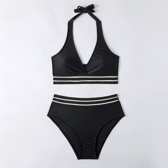 Damen Triangel-Bikini-Set mit sportlichem Streifenmuster EB