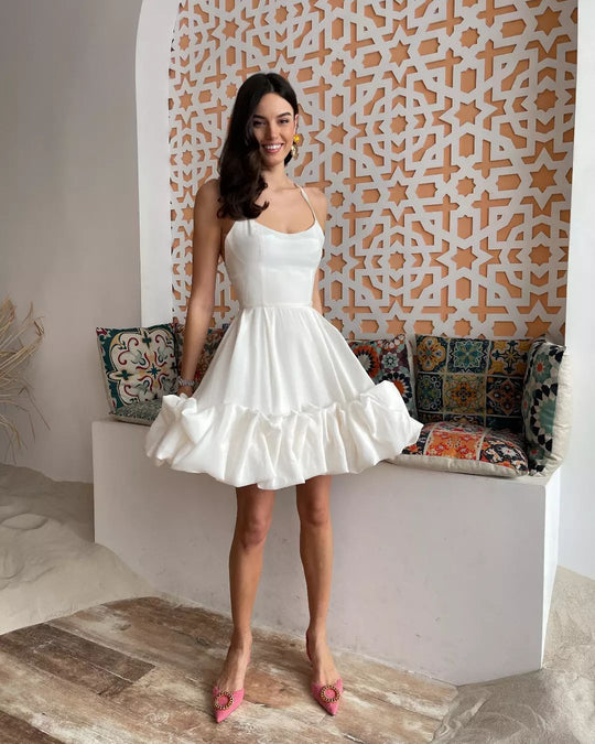 Damen A-Linien Kleid mit voluminösem Rüschensaum EB