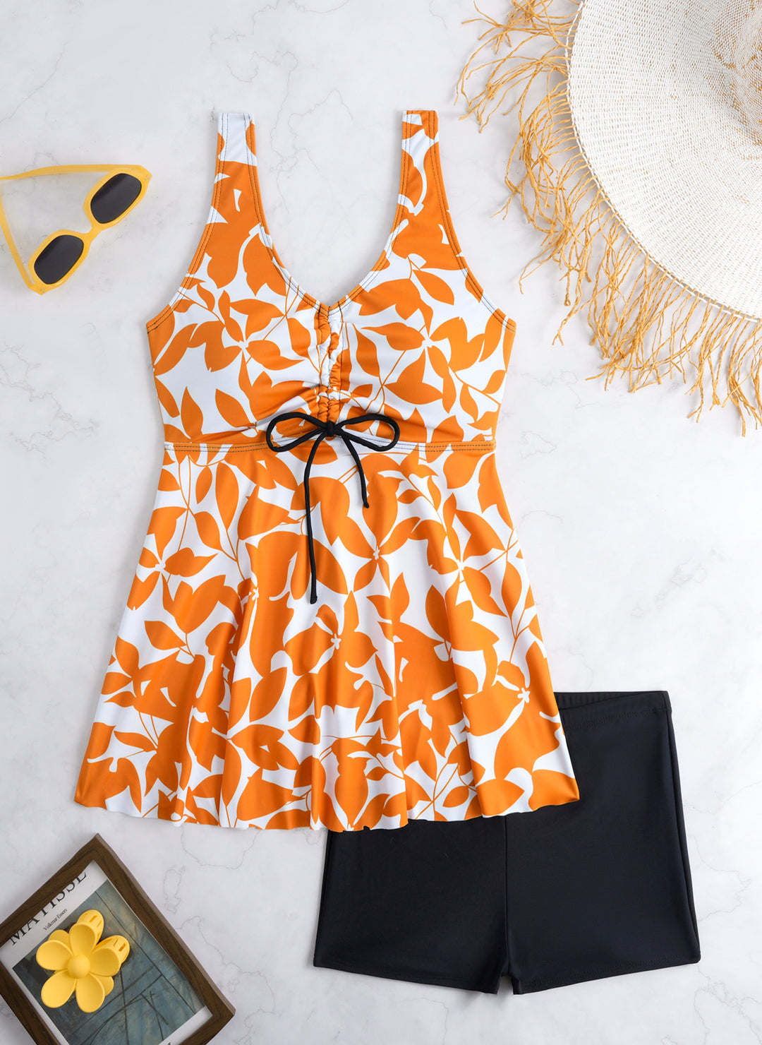 Damen Tankini-Set mit floralen Akzenten und bequemen Shorts EB