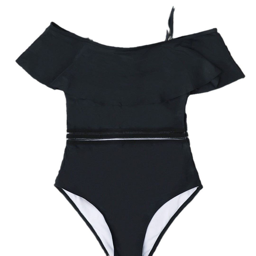 Damen Badeanzug mit Volant-Design und elastischem Bund EB
