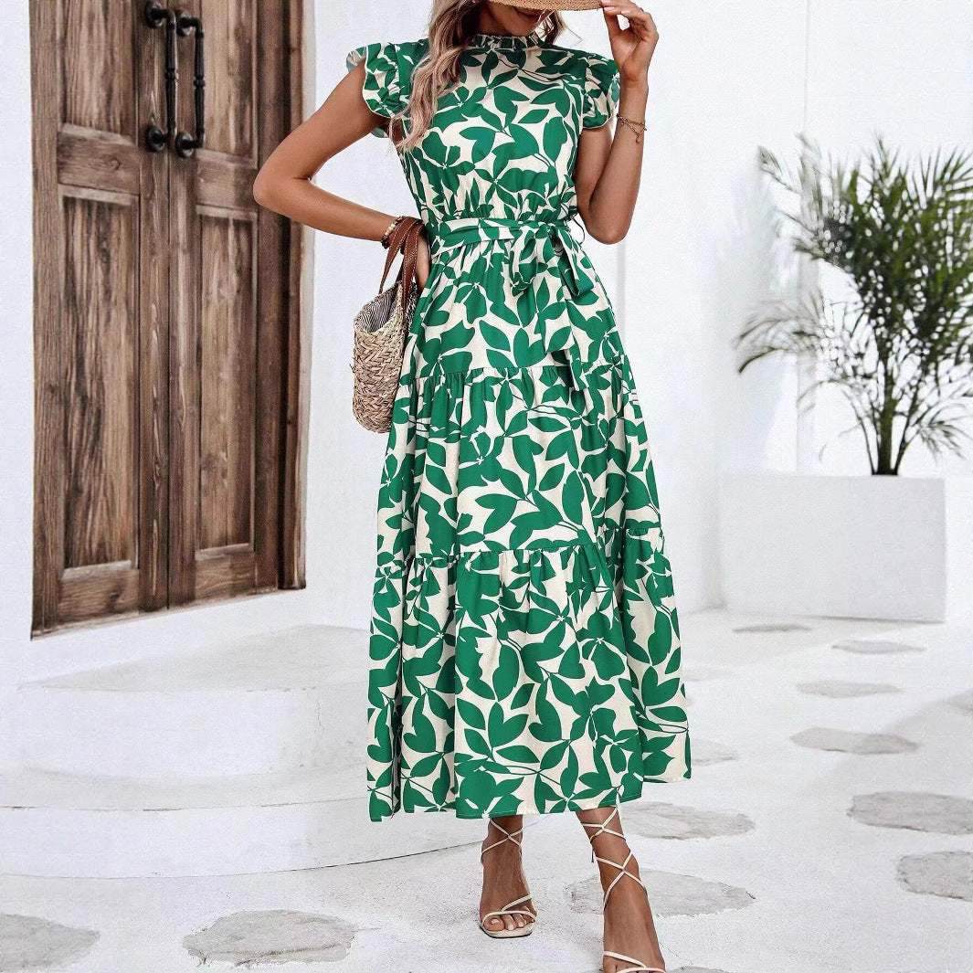 Damen Maxikleid mit Rüschendetails und floralem Print EB