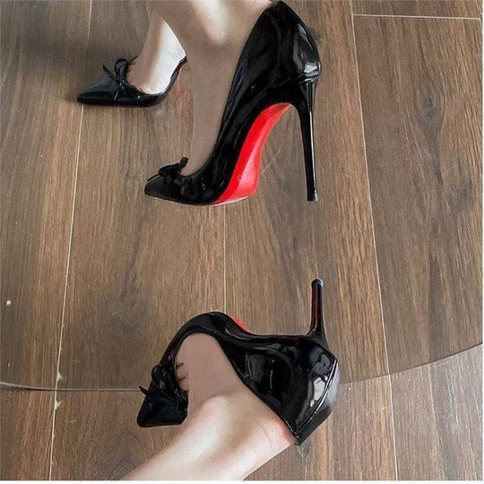 Damen spitze High Heel Pumpes mit verzierter Schleifenapplikation EB