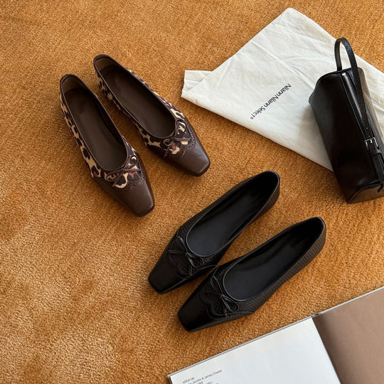 Damen Elegante Ballerinas mit gestepptem Obermaterial und dekorativer Schleife EB