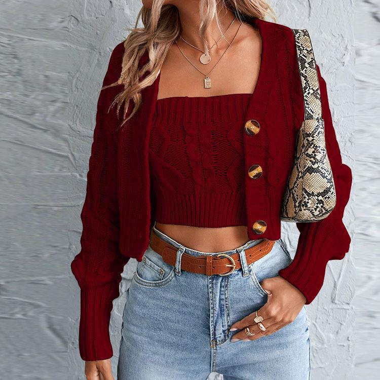 Damen Strickjacke mit Knopfdetail und modischem Zopfmuster EB