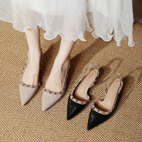 Damen Slingback-Pumps mit strukturierter Oberfläche und glamourösem Schmuckdetail EB
