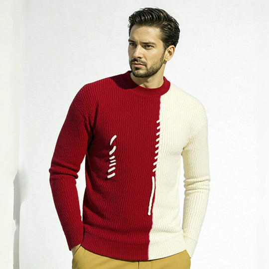 Herren modischer Pullover mit strukturiertem Design und einzigartigen Knotendetails EB