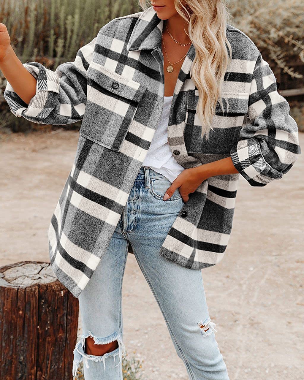 Damen Flanell-Hemdjacke im Karomuster EB
