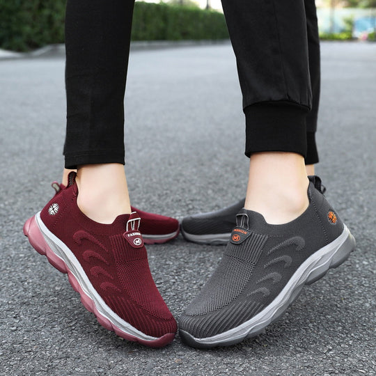 Damen Bequeme Slip-On Laufschuhe mit Elastischem Einstieg EB