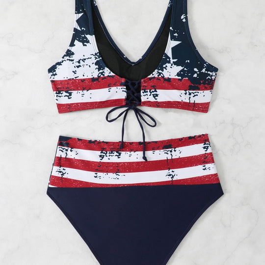 Damen Sportliches Bikini-Set mit hochgeschnittenem Bund EB