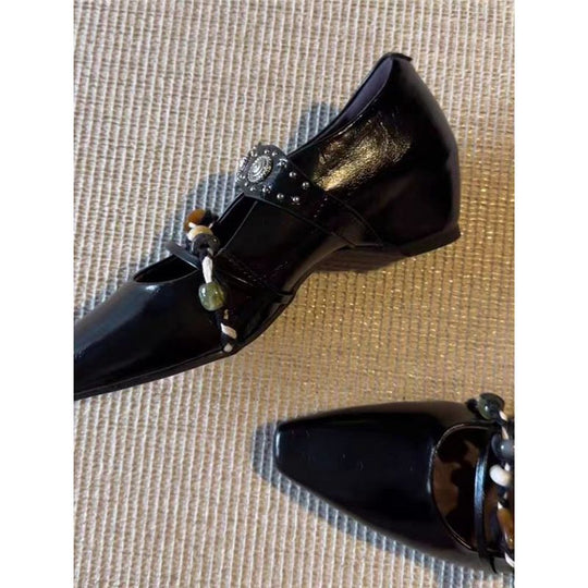 Damen elegante Slipper mit dekorativem Riemchendesign EB