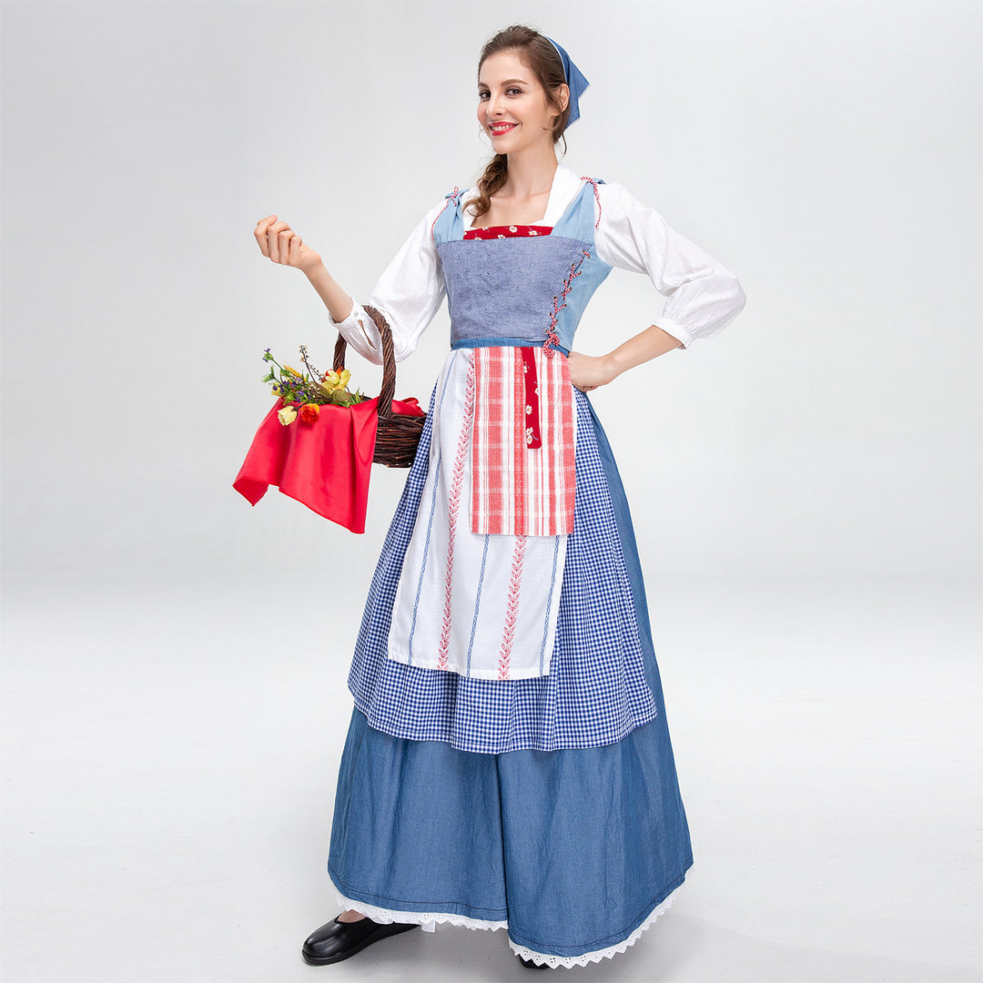 Damen nan ländliches Trachtenkleid mit Latzmieder und mehrlagiger Schürze EB