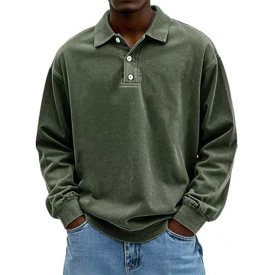 Herren Oversize Langarm Polo aus Baumwollmix EB