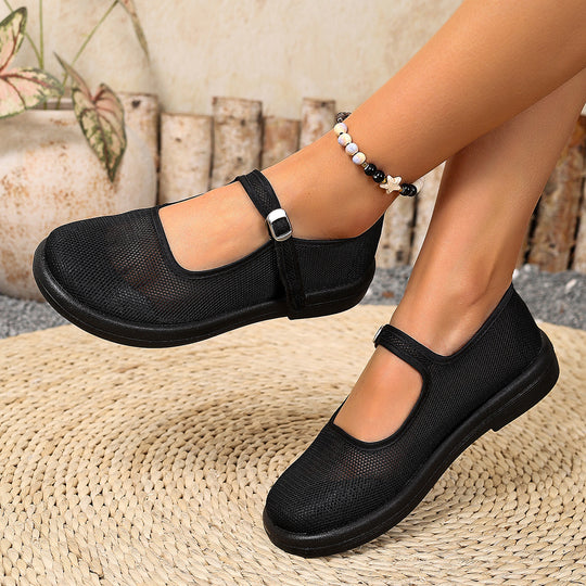 Damen Mesh-Ballerinas mit verstellbarem Riemen EB