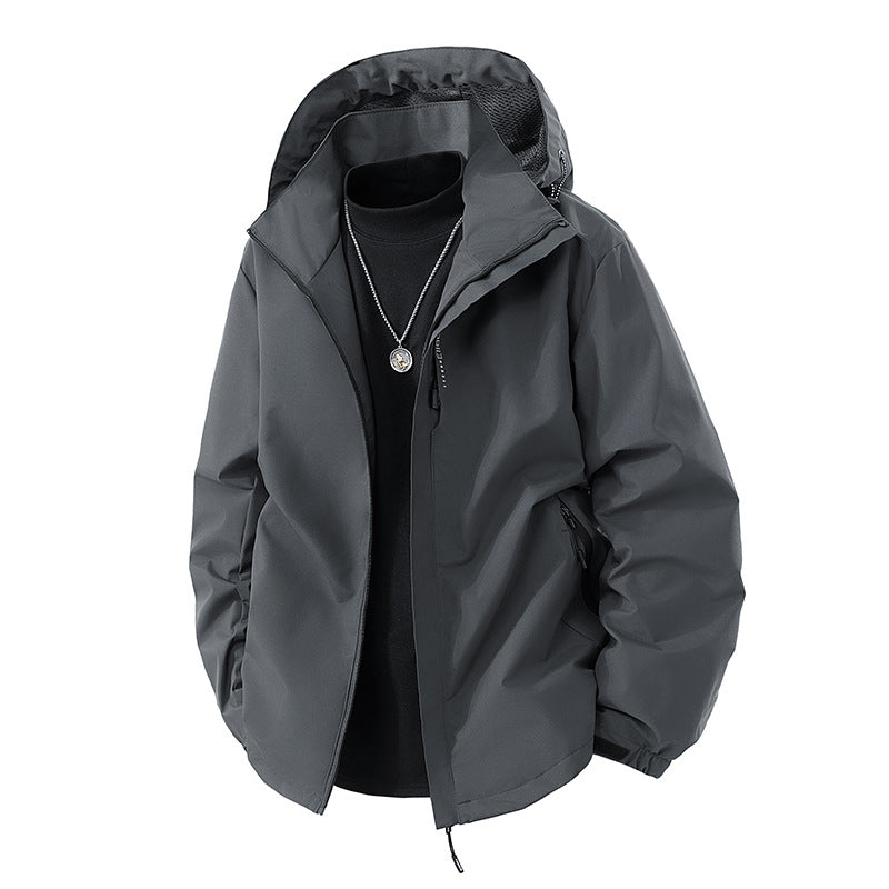 Herren nan leichte wetterfeste Softshelljacke mit verstellbarer Kapuze, winddichter Außenlage und atmungsaktivem Meshfutter EB