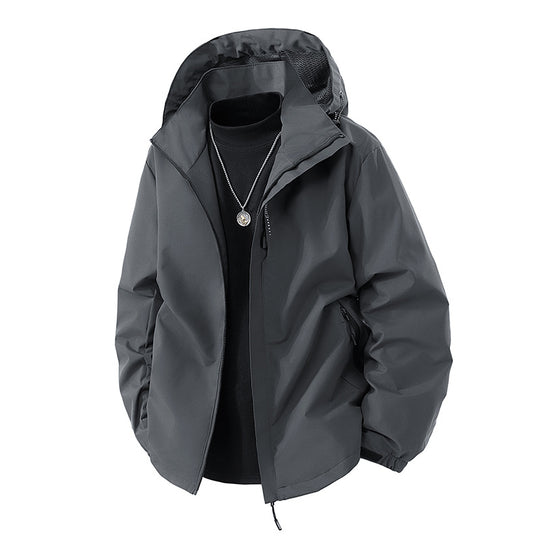 Herren nan leichte wetterfeste Softshelljacke mit verstellbarer Kapuze, winddichter Außenlage und atmungsaktivem Meshfutter EB