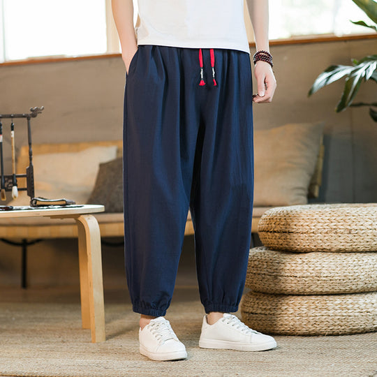 Herren nan lockere Haremshose mit elastischem Bund und dekorativem Kordelzug EB