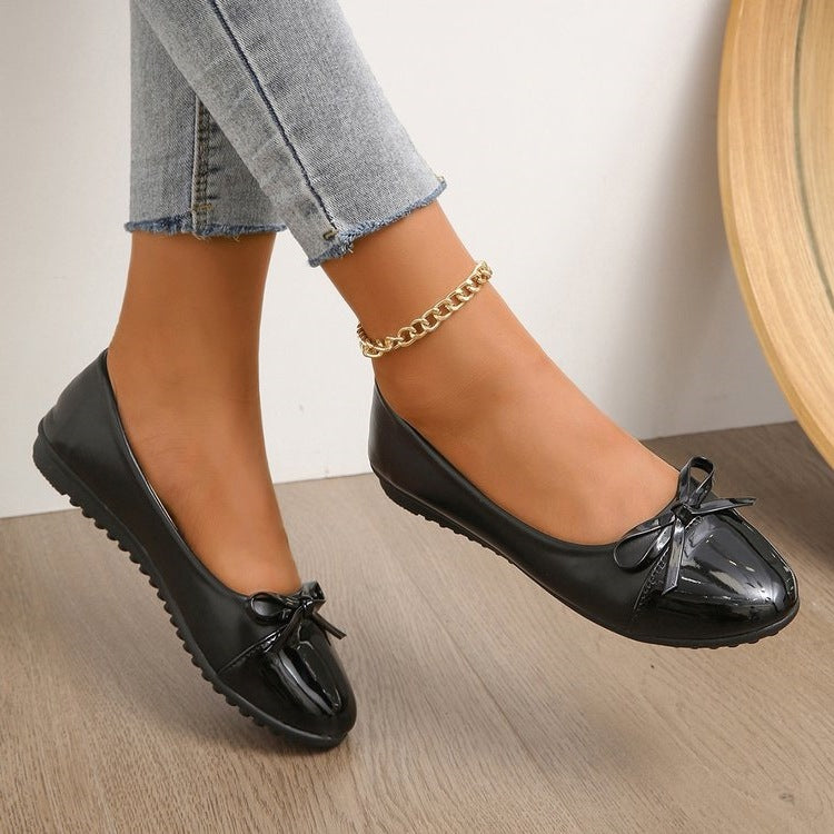 Damen Ballerinas mit eleganter Farbblockgestaltung und zartem Schleifen-Detail EB