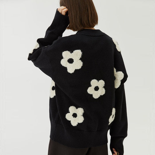 Damen Modischer Strickcardigan mit floralen Applikationen EB