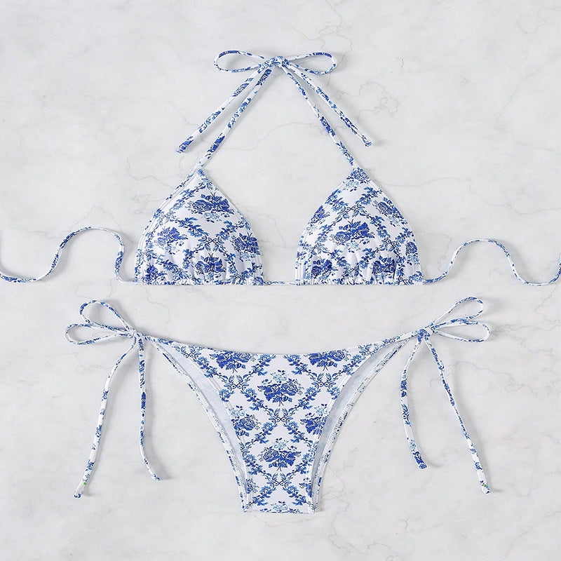 Damen Triangel-Bikini mit buntem Floral-Design EB