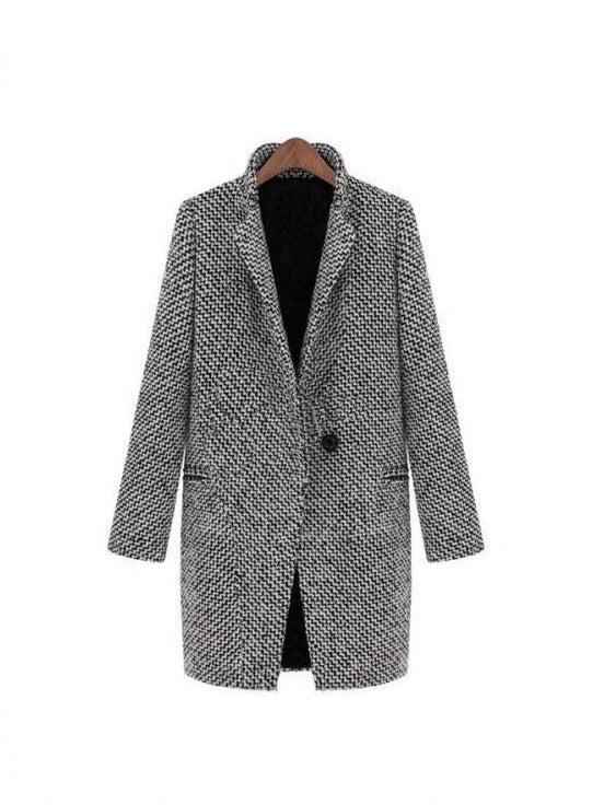 EB | Winterjacke schwarz-weiß - elegantes Design mit Hahnentrittmuster