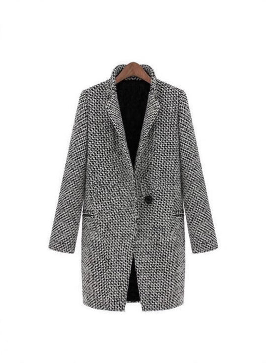 EB | Winterjacke schwarz-weiß - elegantes Design mit Hahnentrittmuster