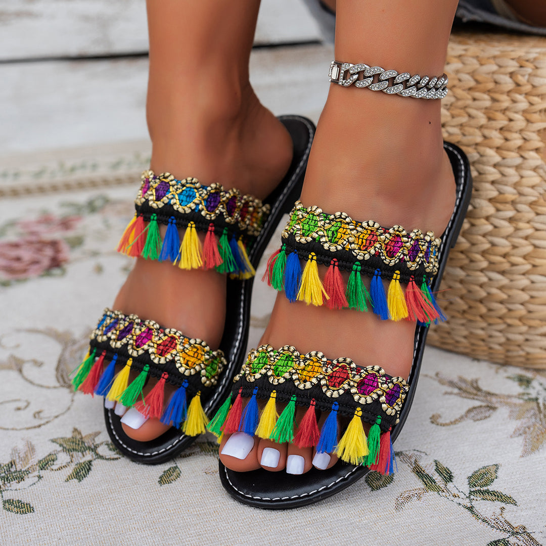 Damen Bunte Embellished Sandalen EB