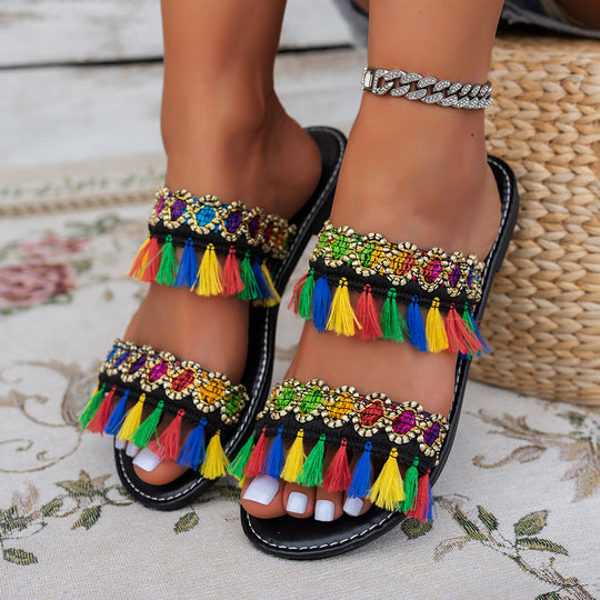 Damen Bunte Embellished Sandalen EB