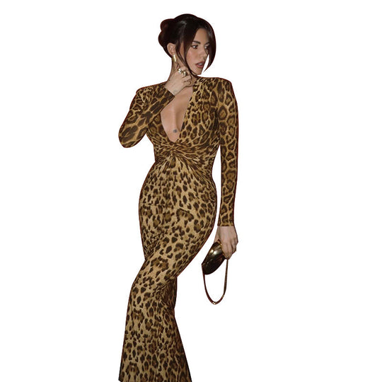 Damen Wickelkleid mit tiefem V-Ausschnitt und eleganter Silhouette EB