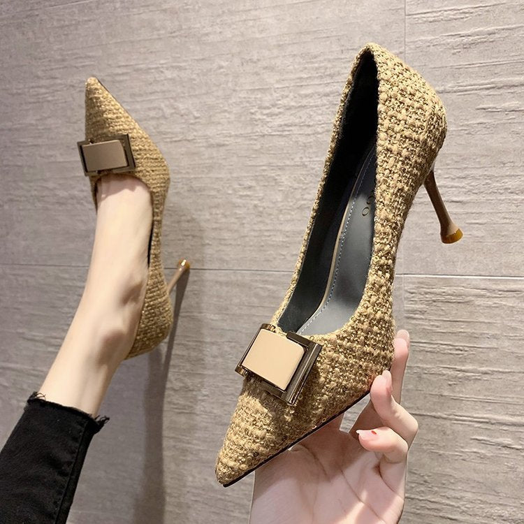 Damen elegante spitze Pumps mit glamourösem Schleifenakzent EB