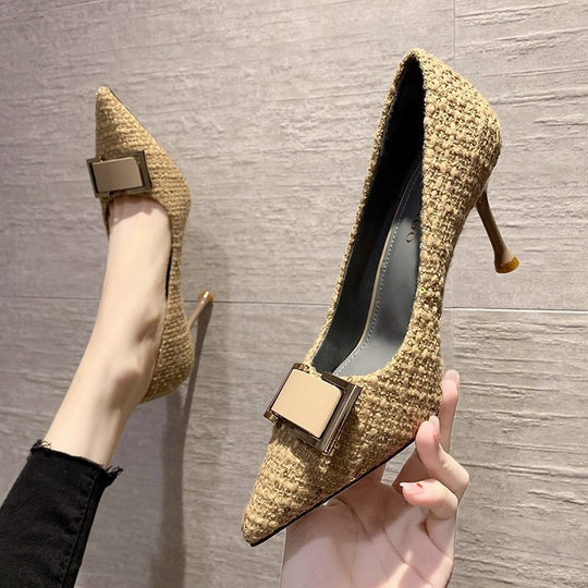Damen elegante spitze Pumps mit glamourösem Schleifenakzent EB